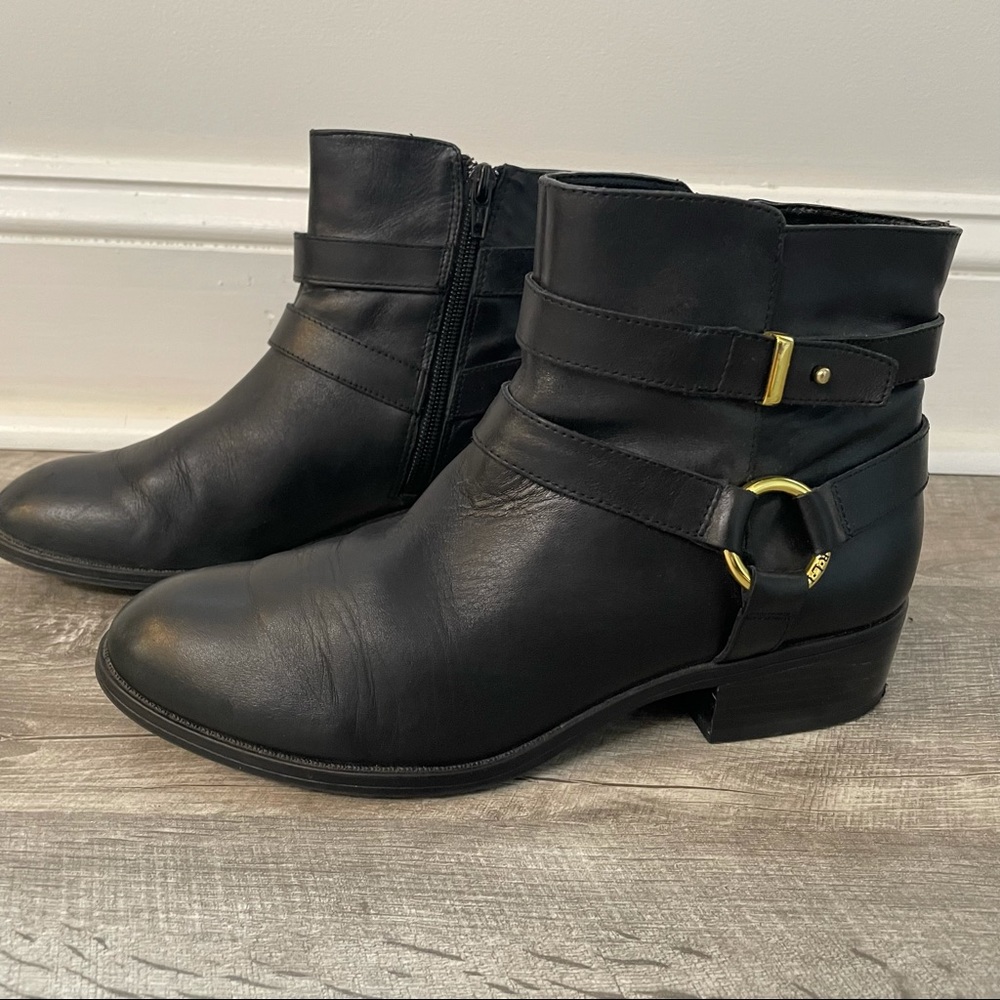 Ralph Lauren Black Leather Ankle Boots